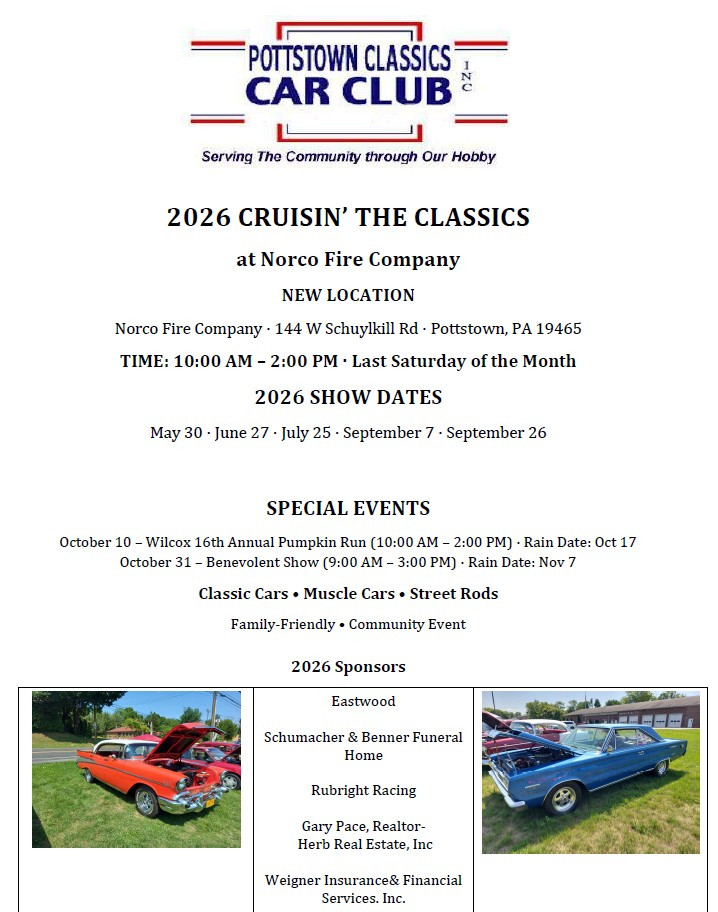 2026 PCCC Car Show Schedule